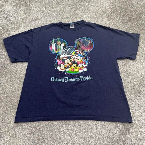 Disney Dreams Florida Mickey Mouse Graphic T-Shirt Mens XL Blue Preshrunk Tee - Picture 1 of 9